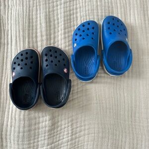 Crocs, crocband unisex shoe, navy/red and royal blue/gray, size C7